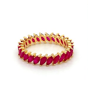 14k Ruby Ring / 14k gold rings / July Birthstone rings / anniversary gifts for her / marquise cut eternity bands