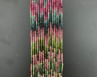 3 ~ 3.5mm Tourmaline Gemstone Bead Necklace / Colorful Crystal  / Multicolor Gemstone / DIY Jewelry / October Birthstone