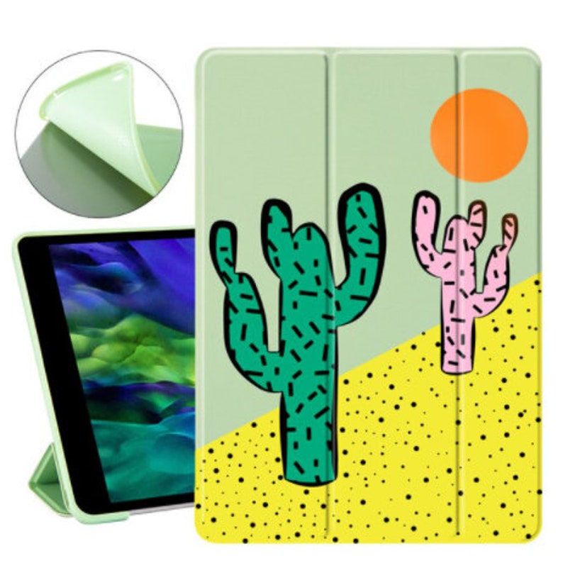 Cute Cactus iPad Case Pressed Flowers iPad Case iPad Pro 11 10.5 12.9 Mini 5 Air 3 Plants Stickers iPad Case