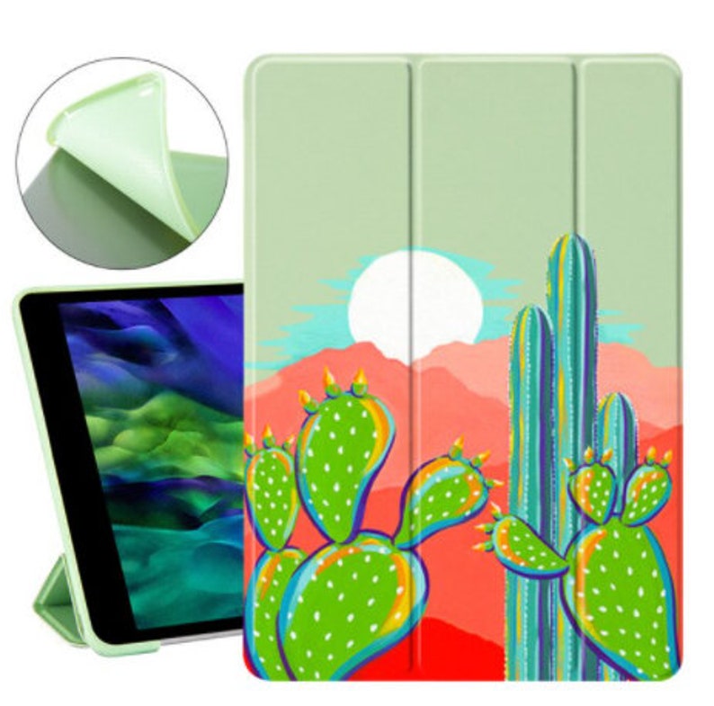 Cute Cactus iPad Case Pressed Flowers iPad Case iPad Pro 11 10.5 12.9 Mini 5 Air 3 Plants Stickers iPad Case