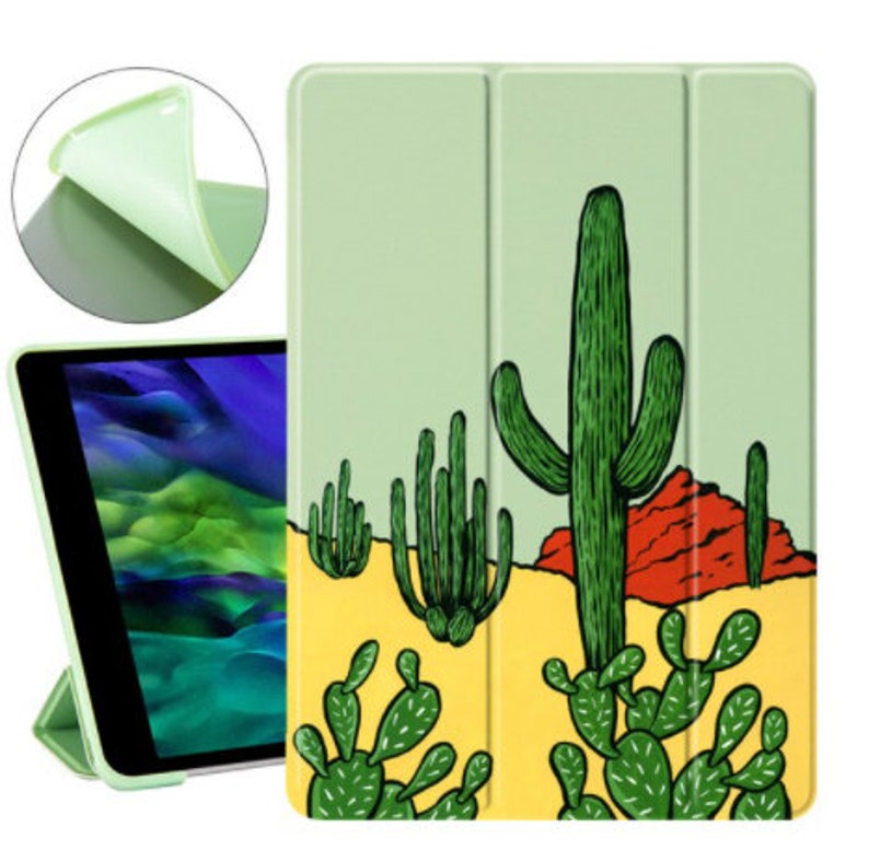 Cute Cactus iPad Case Pressed Flowers iPad Case iPad Pro 11 10.5 12.9 Mini 5 Air 3 Plants Stickers iPad Case