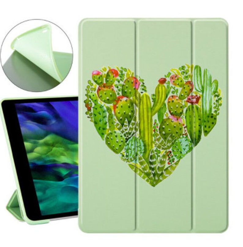 Cute Cactus iPad Case Pressed Flowers iPad Case iPad Pro 11 10.5 12.9 Mini 5 Air 3 Plants Stickers iPad Case