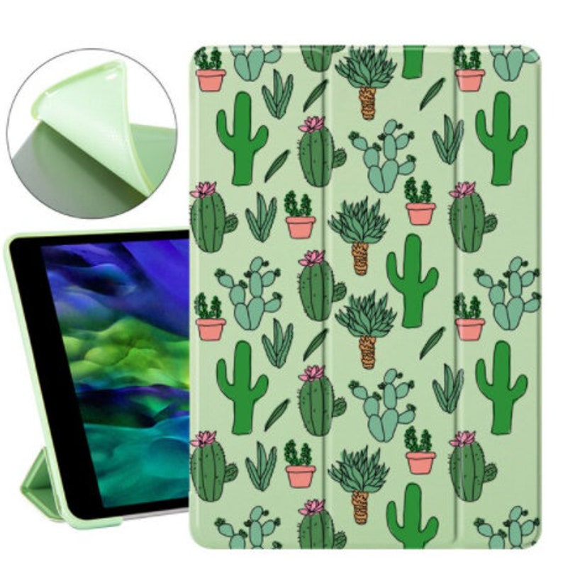 Cute Cactus iPad Case Pressed Flowers iPad Case iPad Pro 11 10.5 12.9 Mini 5 Air 3 Plants Stickers iPad Case