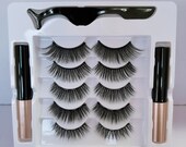 Magnetic Eye Lashes- Eye Lashes- 5 Pairs Magnetic Eyelashes Set Magnetic Liquid Eyeliner Tweezer
