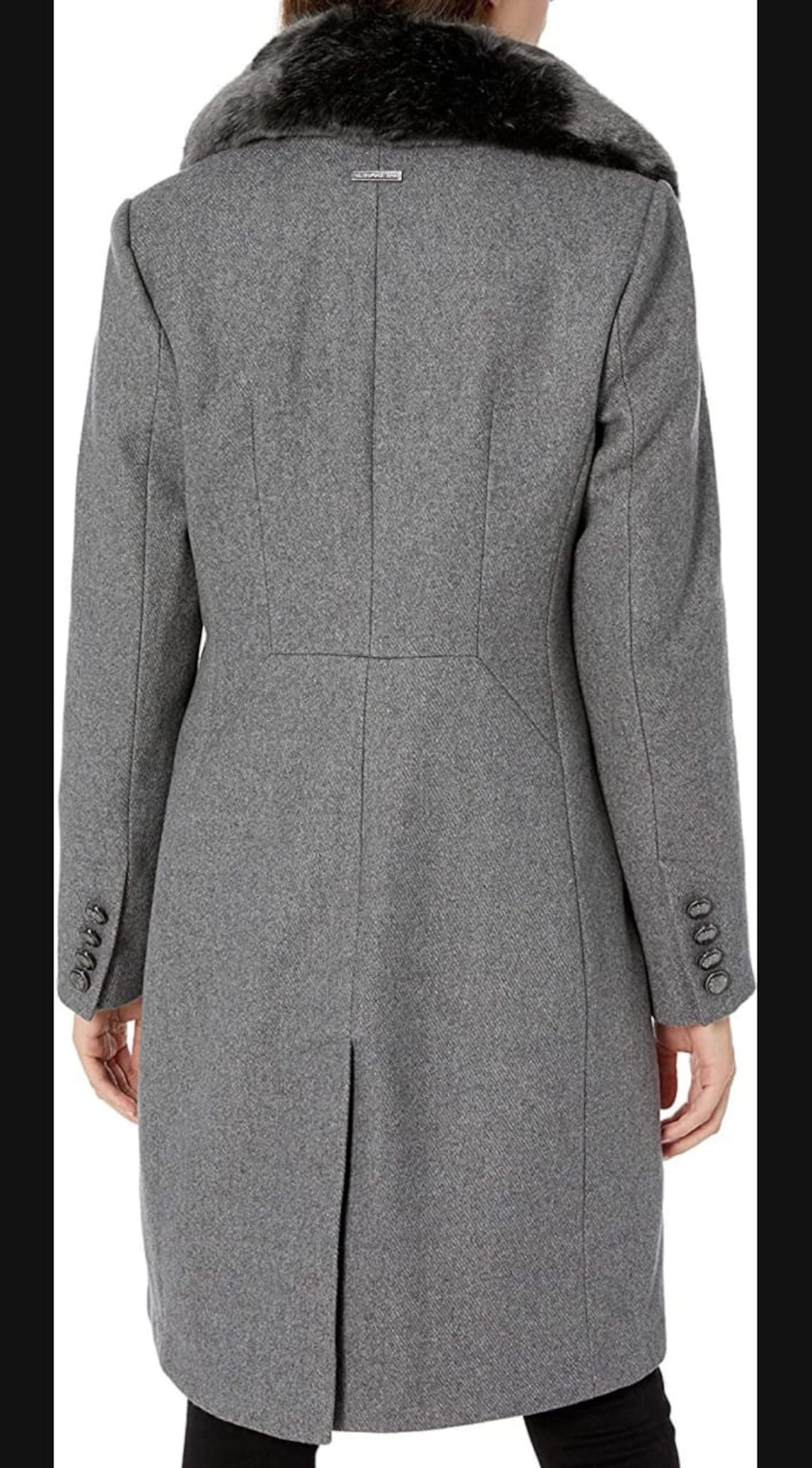 Womens Vince Camuto Women's Wool Coat With Faux Fur Collar Etsy