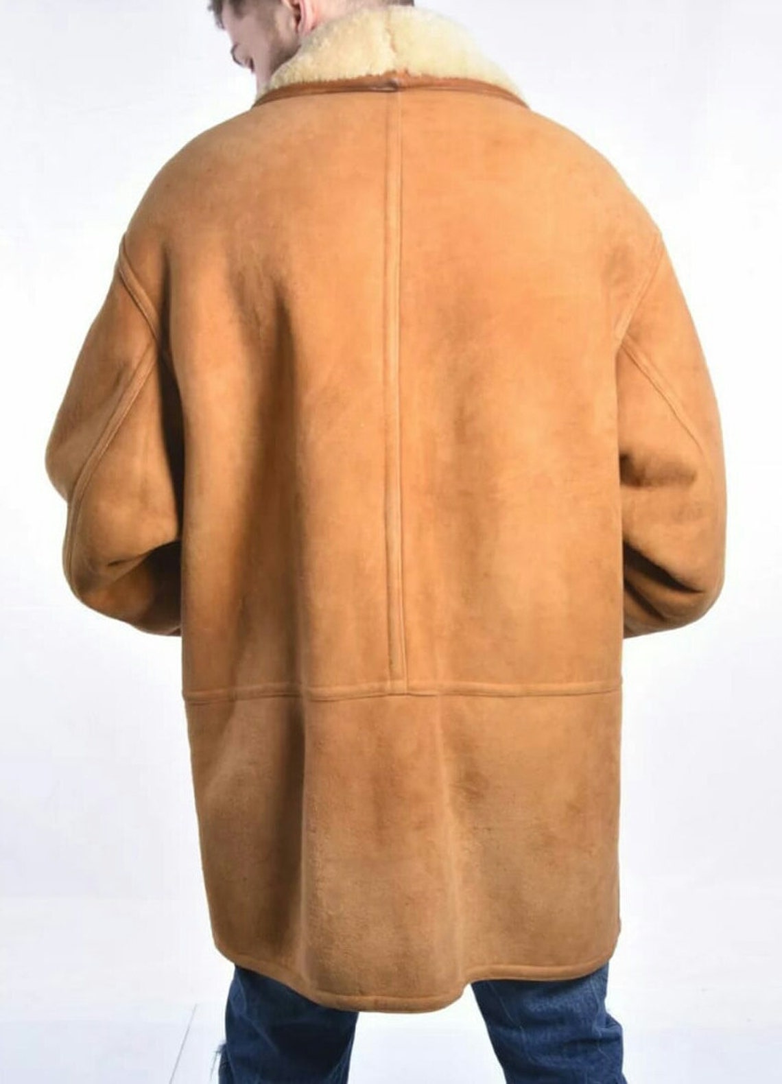 Shearling Sheepskin Coat Suede Sheepskin Beige Leather Etsy