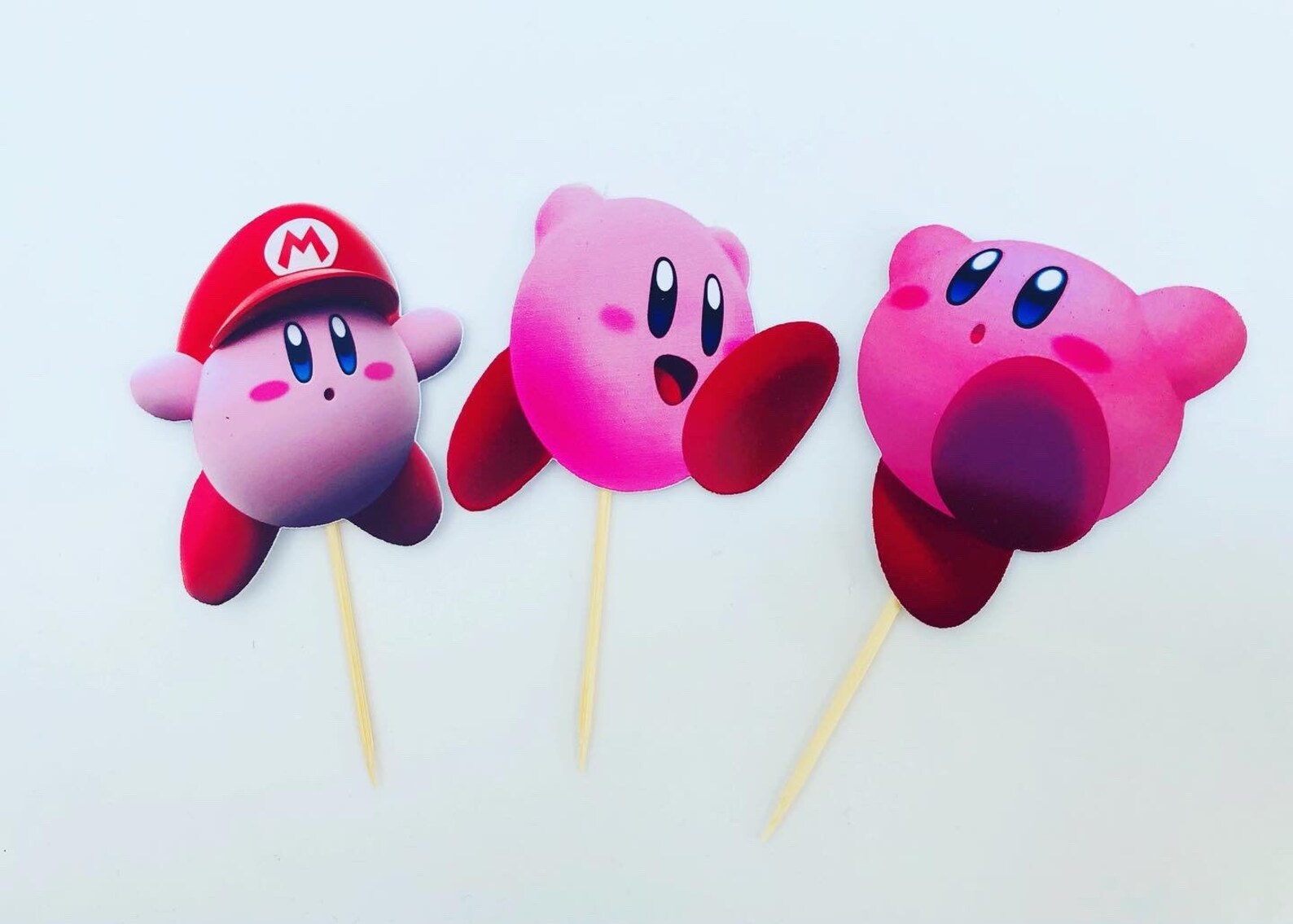 Handmade Kirby Gaming party cupcake toppers Etsy