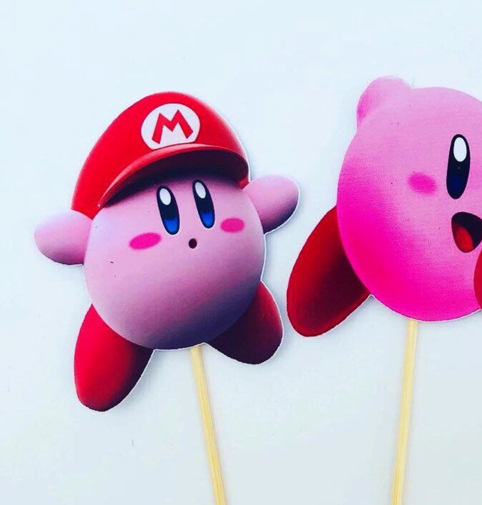 Handmade Kirby Gaming party cupcake toppers Etsy