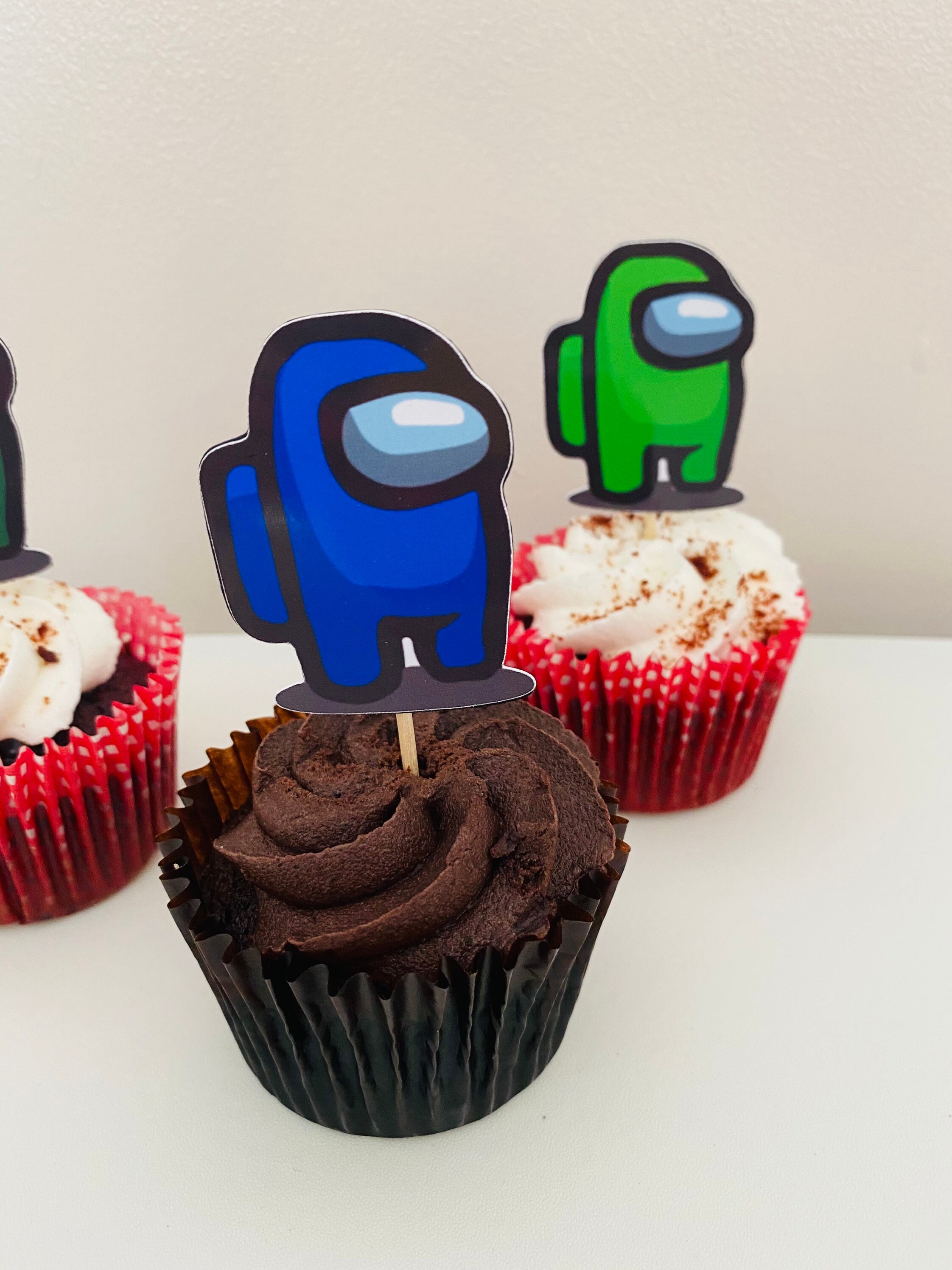 Handmade Among us party cupcake toppers | Etsy