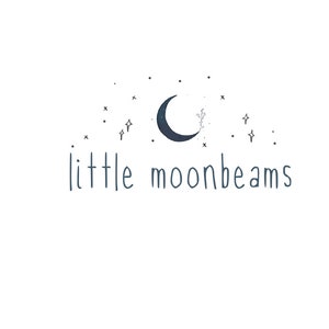 May include: A logo with a crescent moon and stars, with the text "little moonbeams" below.