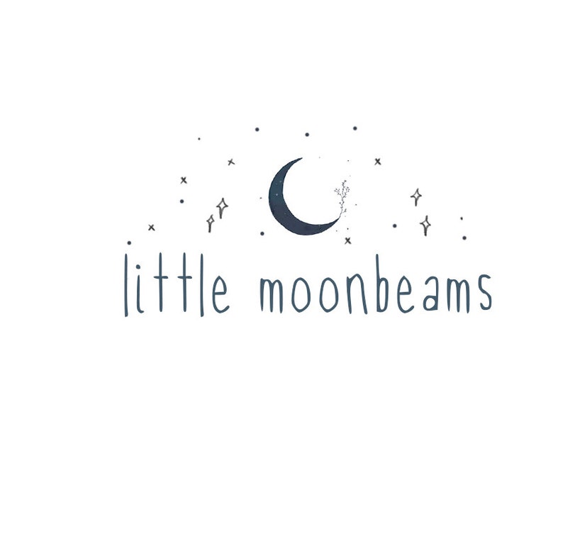 May include: A logo with a crescent moon and stars, with the text "little moonbeams" below.