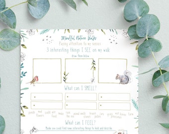 Mindfulness Nature Walk Printable: Senses Activity Checklist (Digital Download)