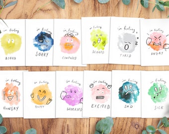 Emotion flashcards. Feelings, moods & emotions communication prompts. E.Y.F.S, toddler, S.E.N.D, DIGITAL DOWNLOAD Printable