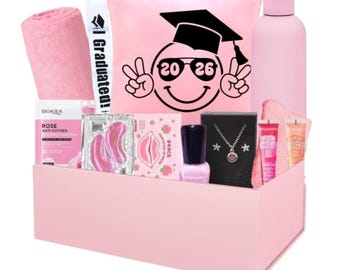 2026 high school graduation gift, Pink gift basket set, Gift for middle school graduation