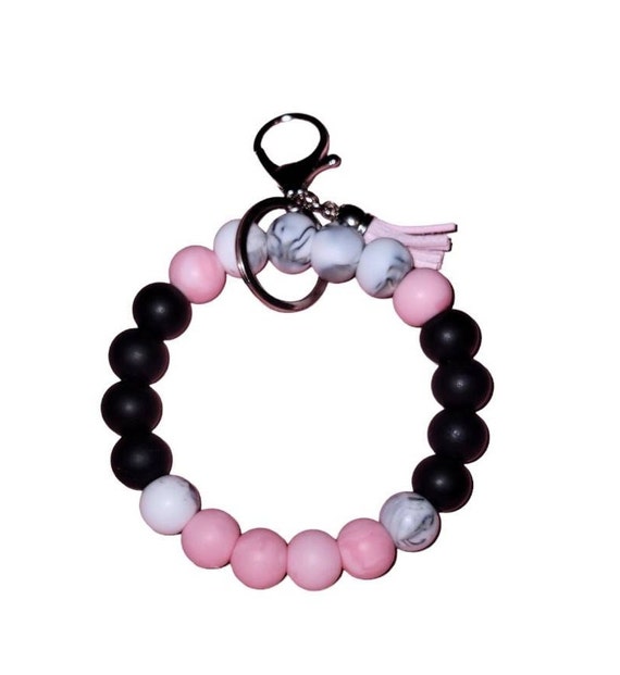 belicious DIY Silicone Beads Keychain Bracelet Making Kit - Wristlet Key Ring Beaded Bracelet - Lanyard Silicone Beads - Brac