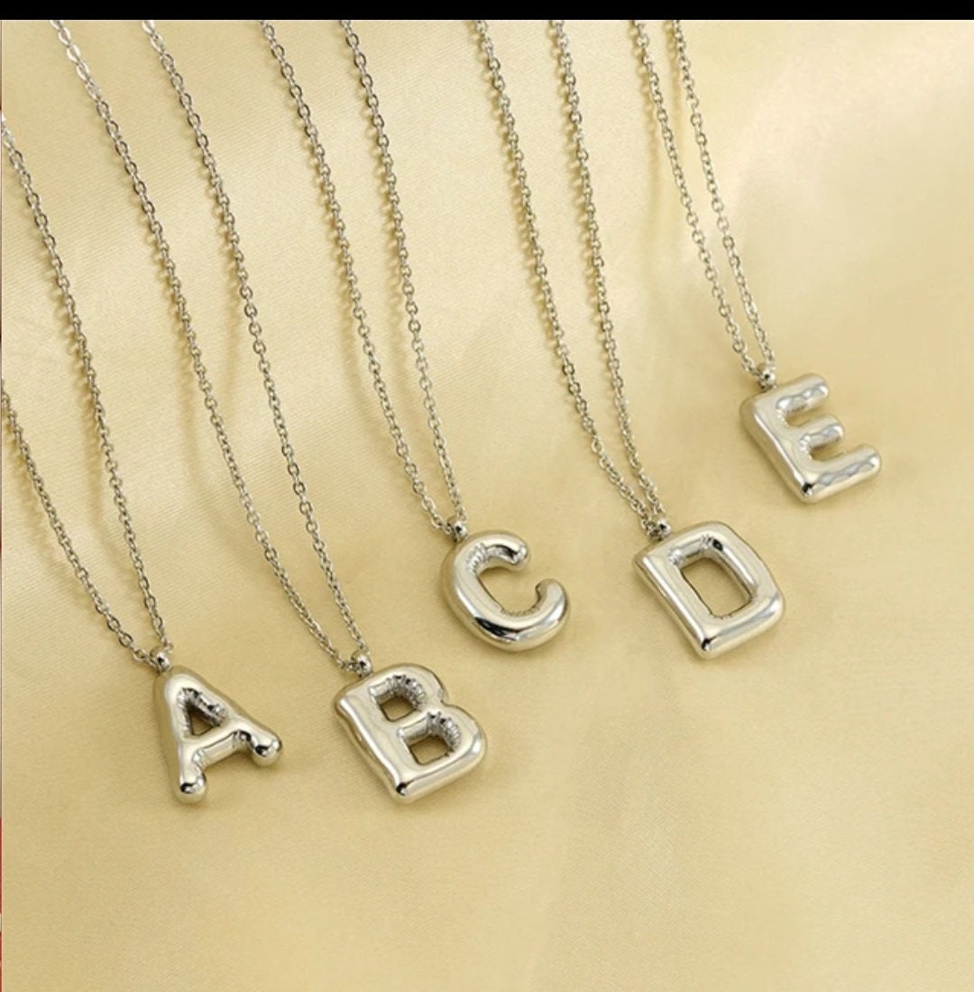 Bubble letter necklace alphabet letter necklace 3d letter necklace