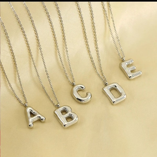 Bubble letter necklace,  Alphabet letter necklace, 3D letter necklace, Puff word charm, Bubble Name charms, mom necklace and charm