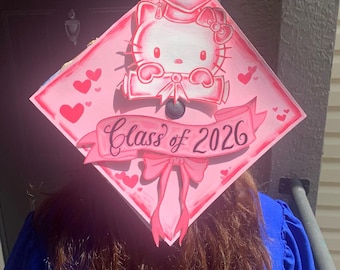 Hello Kitty Hand Painted Grad Topper
