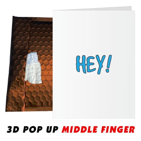 Hey F You 3D Middle Finger Pop up Prank Underwear Dirty Gag Gift