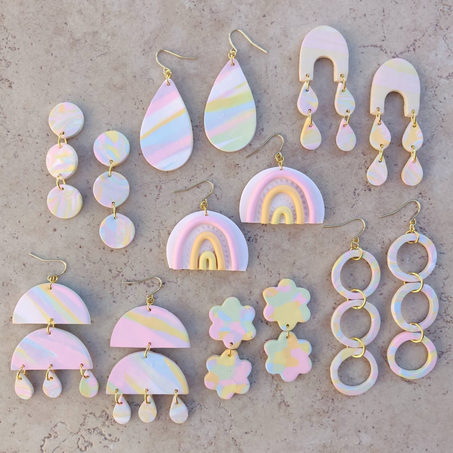 Quirky Rainbow Earrings Statement Polymer Clay Lightweight Etsy