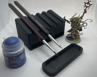 Paintbrush Holder Drier for Miniatures with Drip Tray - Keeps Paintbrushes Clean and Dry