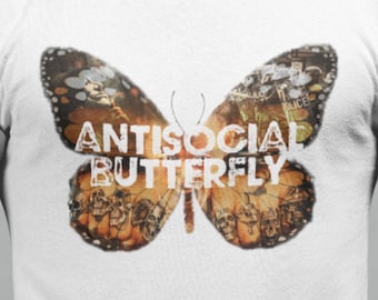 Antisoziales Schmetterlings tshirt | Antisoziales T-Shirt | Schmetterling Top | Schmetterling Tshirt | Lustige antisoziale Geschenke l Politisches Tshirt | Unisex T-Shirt