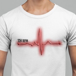 174 Bpm | Drum and bass t shirt | DNB heart rate tshirt | Drum n bass shirt | Junglist massive | Junglist t shirt | Dj shirt | Raver tee top
