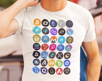 Crypto icons t shirt | Cryptocurrency tshirt | Crypto tshirt | Crypto shirt | Crypto gifts | Bitcoin tshirt | Cryptocurrencies | Crypto coin