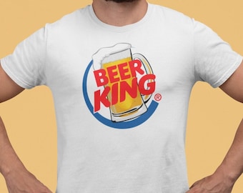 Bierkönig Tshirt | Bierliebhaber Shirt | Biergeschenke | Burger King Parodie T-Shirt | Bier T-Shirt | Lustiges Logo-T-Shirt | Lustiges Fast Food Logo