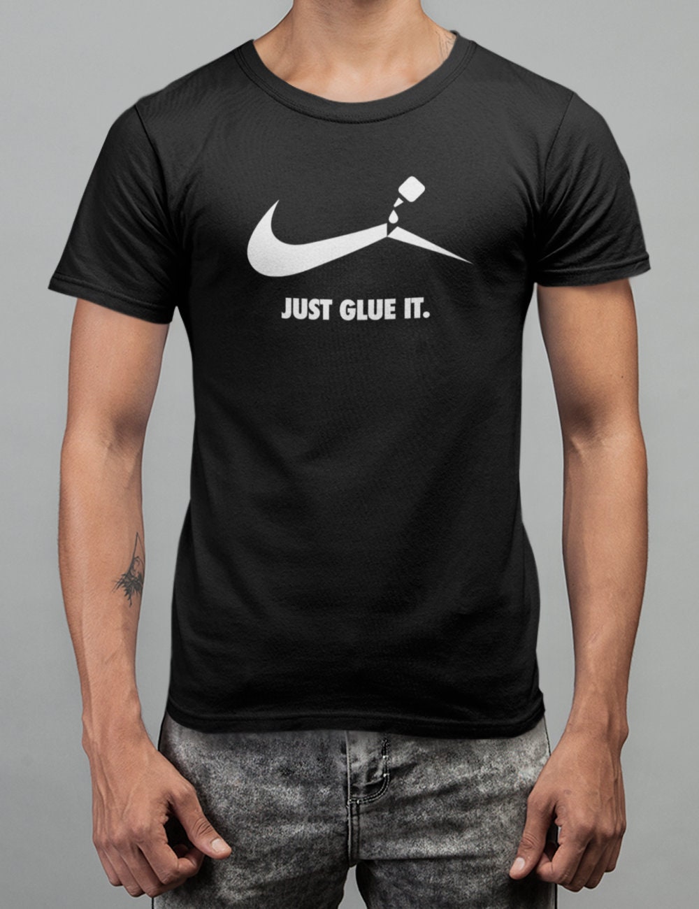 Nike Logo Funny Nike Tshirt Just Glue It - Etsy