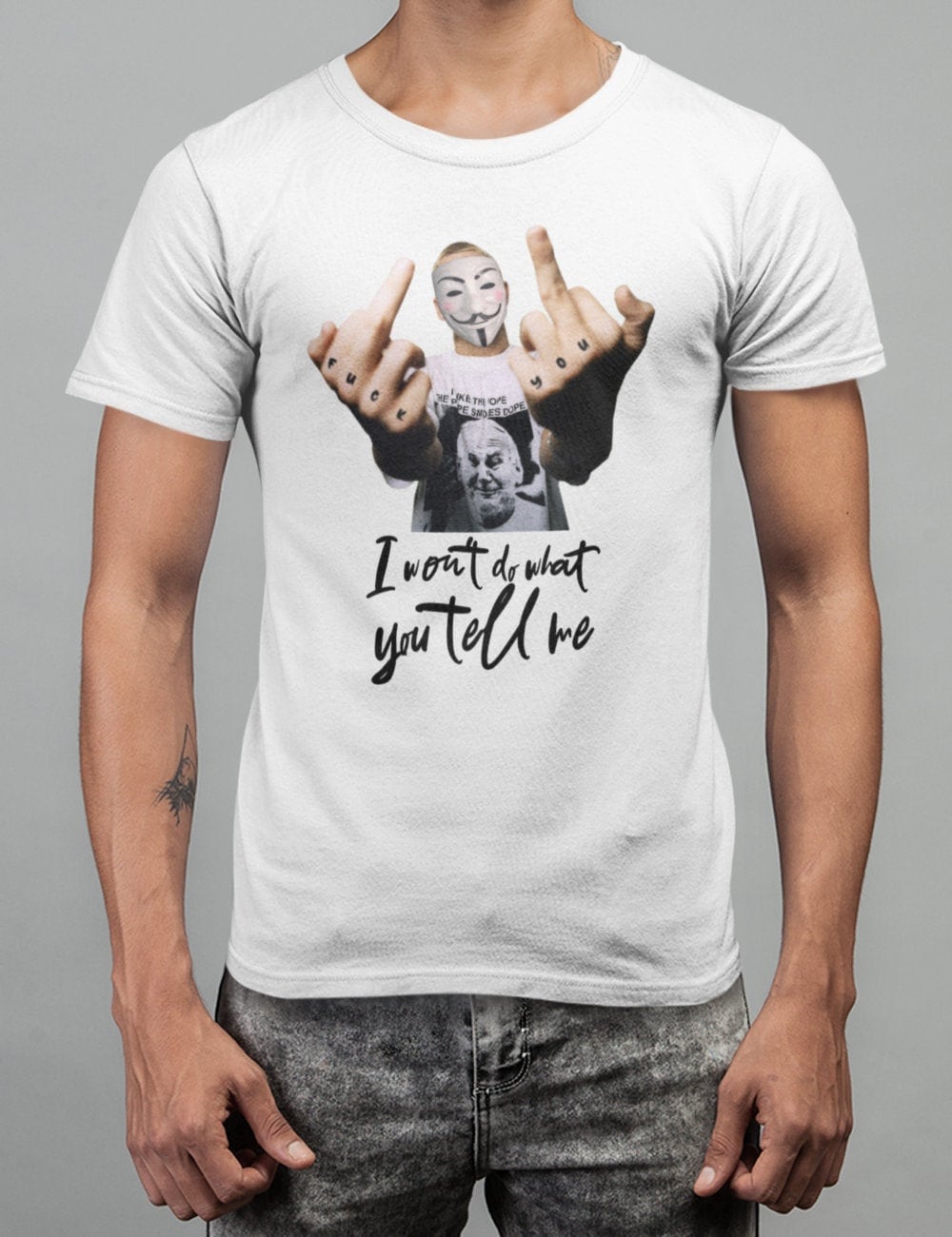 Fuck you tshirt | T-shirt antisocial | Haut | grossier Je ne ferai pas ce que tu me dis chemise | Tshirt Rage contre la machine | V pour chemise vendetta