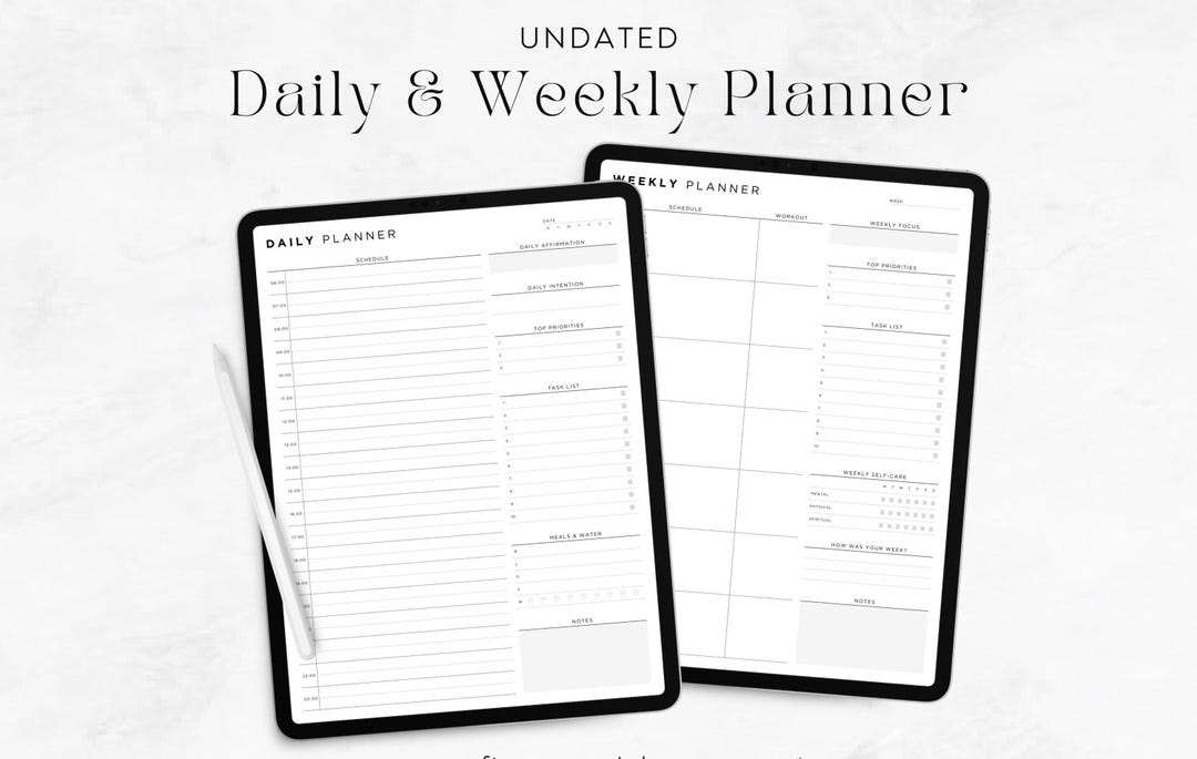 Daily and Weekly Planner Printable | Undated Productivity Planner PDF ...