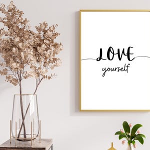 Love Yourself Motivational Wall Art, Printable Quote, Self Love Poster, Inspirational Home Decor, Digital Print, Positive Affirmation Art