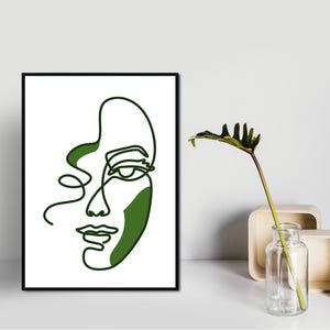 Face Line Art, Female Line Drawing, Minimalist Wall Art, Bedroom Wall Decor, Digital Printable Wall Art, Home Decor, Single Line Art