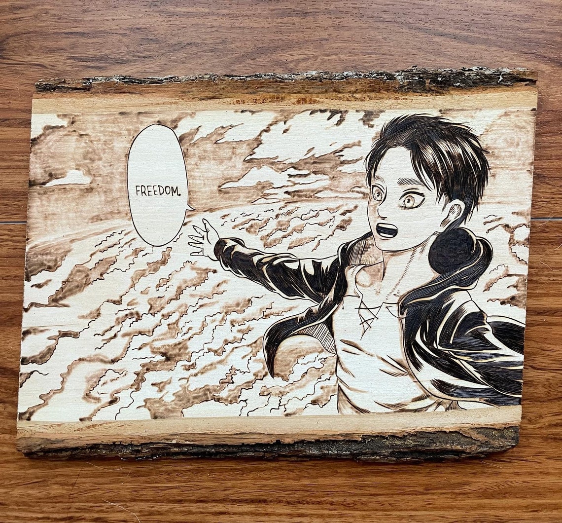 AOT Eren Freedom Panel Woodburning Etsy UK