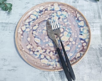 Glazed Stoneware Plate: Pastel Caramel Sundae Dish, 25cm