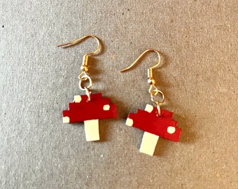 Handmade Minecraft Mushroom Earrings