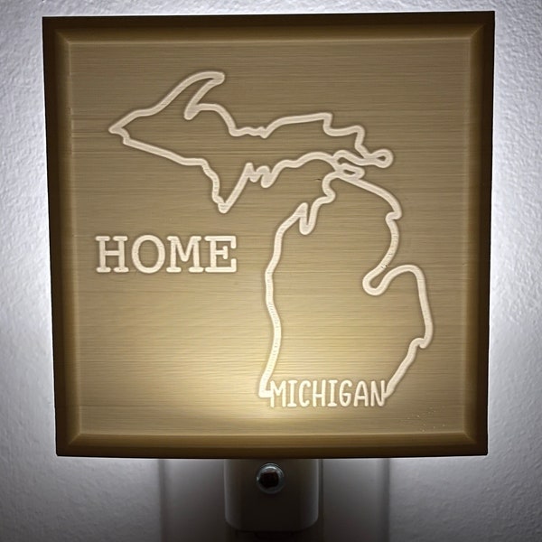 Michigan Nightlight, Pure Michigan, LED Light, Home Light, Plug, Housewarming Gift, Bathroom Light, Bedroom Light, Kitchen, Stocking Stuffer