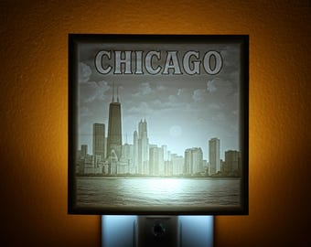 3D Printed Chicago Skyline Night Light: Dusk to Dawn Sensor