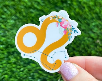 Leo Sticker / Floral Zodiac Sticker / Floral Astrology Sticker / Leo Constellation Sticker / Leo Stars / Leo Decal