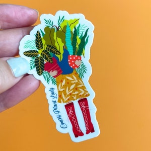 Crazy Plant Lady Sticker | Plant Mom Sticker | Woman Plants Sticker | Colorful Plants Sticker | Plant Sticker | Gardening Sticker