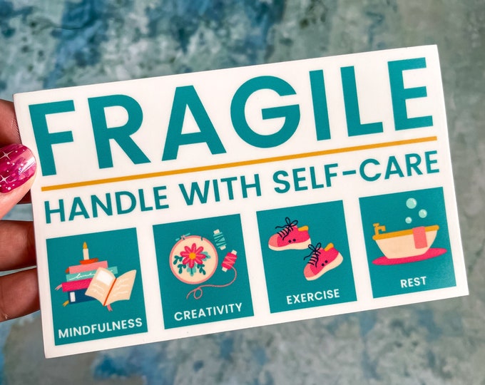 Large Self-care Sticker, Handle With Care Sticker, Fragile Sticker ...