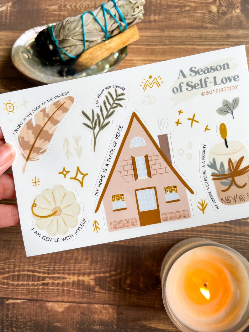 Fall Affirmations Sticker Sheet, Autumn Affirmations, Self-Love Stickers, Pumpkin Stickers, Fall aesthetic, comfort stickers witchy stickers image 3