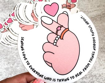 Sending Love Heart Hands Sticker: Inspirational Healing Journey