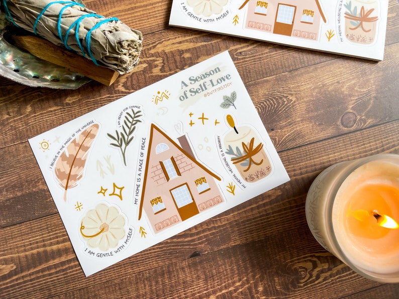 Fall Affirmations Sticker Sheet, Autumn Affirmations, Self-Love Stickers, Pumpkin Stickers, Fall aesthetic, comfort stickers witchy stickers image 4