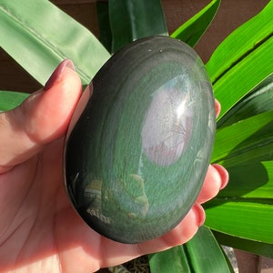 Rainbow Obsidian Half Polished Egg // Obsidian Top Polish // Mexican Rainbow Obsidian // Green Flash Rainbow Obsidian // Dragon Egg