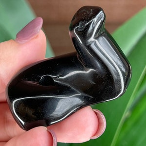 Schwarzer Obsidian Schlangenschnitzerei // Obsidian Schlangen Räucherstäbchenhalter // Schwarze Kristall Schlange // Niedliche kleine Schlangenschnitzerei // Schlange Statue