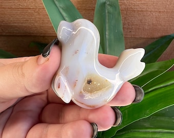 Natural Druzy Agate Sea Lion // Gorgeous Deep Druzy Agate // Chalcedony Carving // Seal Lion Statue // Sea Lion Carving // Druzy Agate Seal