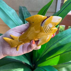 Mookite Shark Carving // Hand Carved Shark // Great White Shark Carving // Mookite Great White Shark // Mookite Jasper Shark