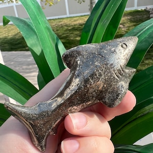 Sparkly Pyrite Shark Carving // Pyrite Carving // Shark Figure // Carved Shark